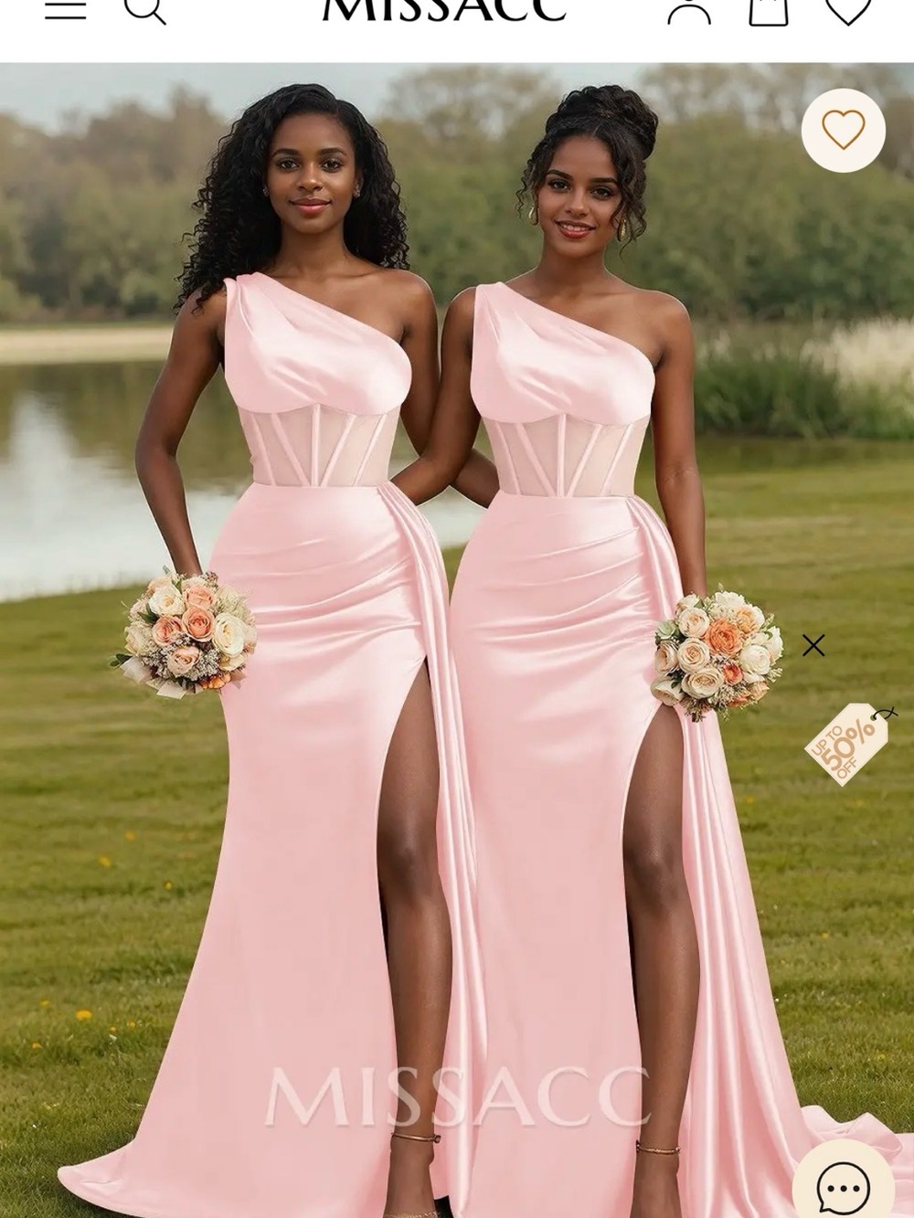 MissACC One-Shoulder Satin Corset Evening Gown in Blush Pink